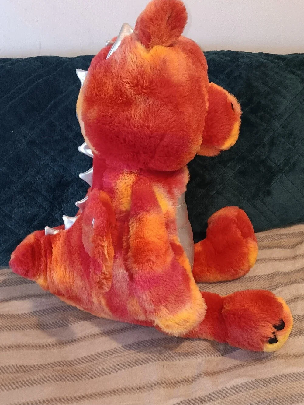 Orange Tie-Dye Dragon Plush with Silver Belly - Kids Stuffed Animal